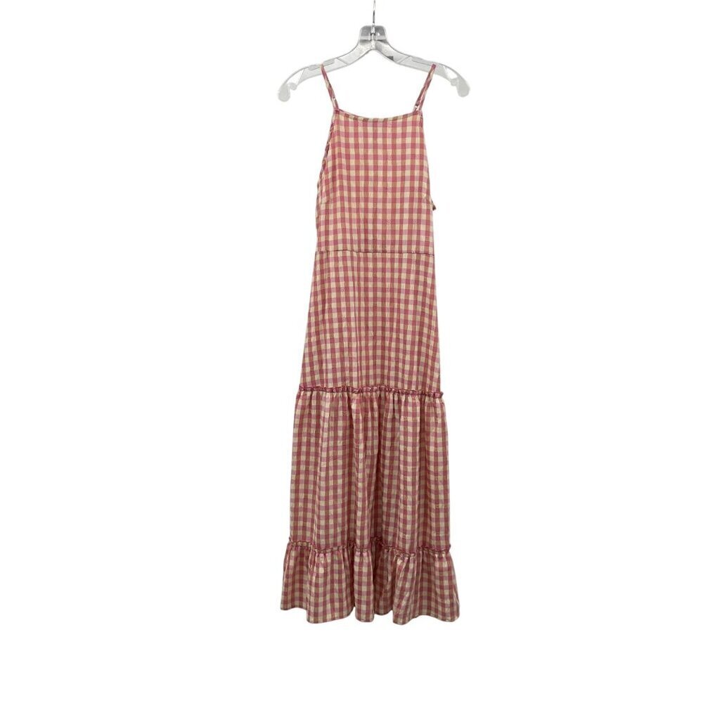Nanette Lepore Womens Checkered Maxi Dress Sleeveless Pink/Multi Size 6
